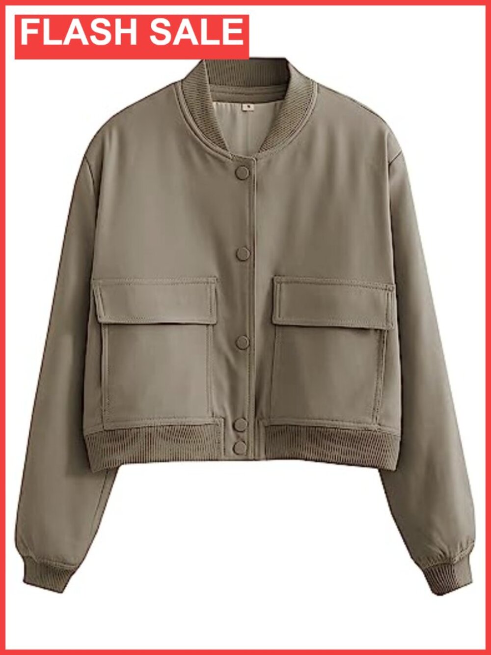 Women's Button Down Bomber Jacket Drop Shoulder Cropped Coat Outwear